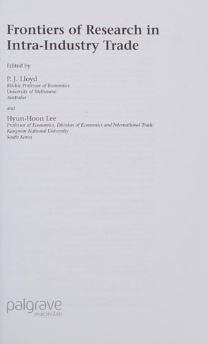 Frontiers of research in intra-industry trade