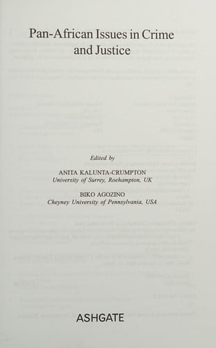 PAN-AFRICAN ISSUES IN CRIME AND JUSTICE; ED. BY ANITA KALUNTA-CRUMPTON