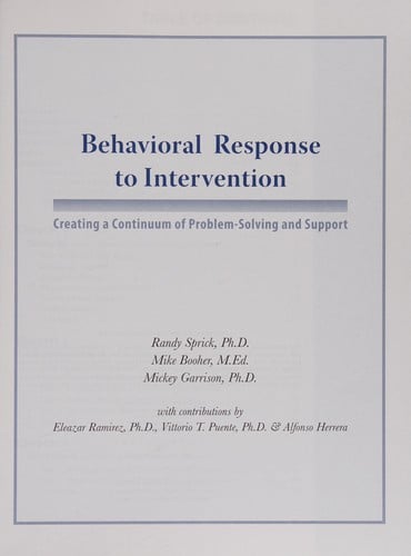 Behavioral response to intervention