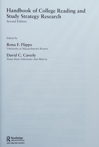 Handbook of college reading and study strategy research