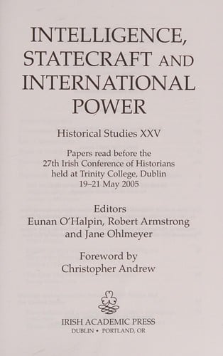Intelligence, statecraft and international power