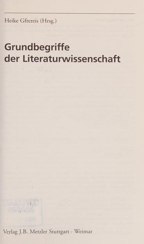 Grundbegriffe der Literaturwissenschaft