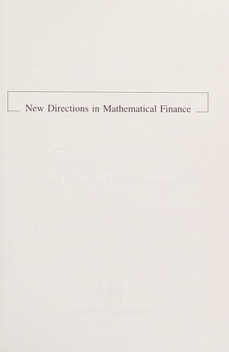 New directions in mathematical finance