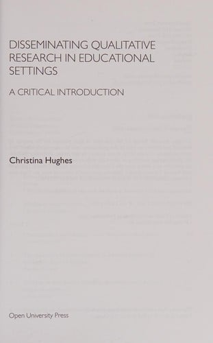 Disseminating qualitative research in educational settings