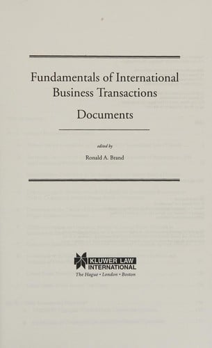 Fundamentals of international business transactions
