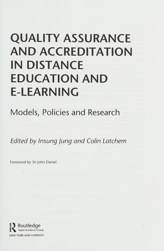 Quality assurance and accreditation in distance education and e-learning