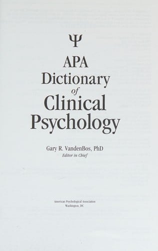 APA dictionary of clinical psychology