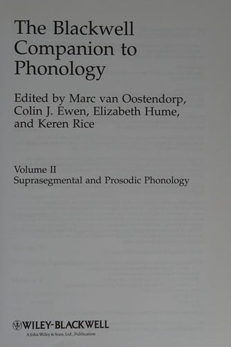 The Blackwell companion to phonology