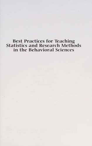 Best practices for teaching statistics and research methods in the behavioral sciences