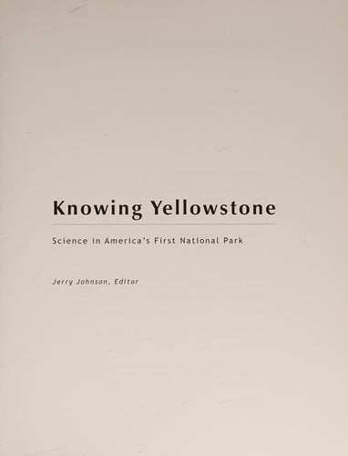 Knowing Yellowstone
