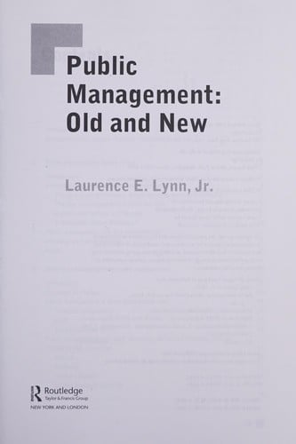 PUBLIC MANAGEMENT: OLD AND NEW