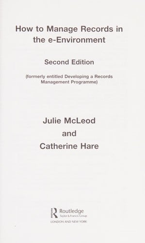 Developing a records management programme in the electronic environment