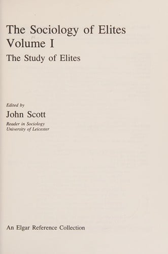 The Sociology of elites