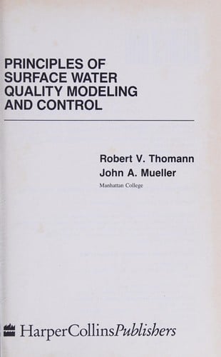 Principles of surface water quality modeling and control