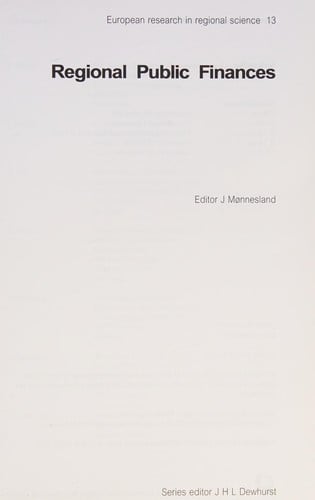 REGIONAL PUBLIC FINANCES; ED. BY J. MONNESLAND
