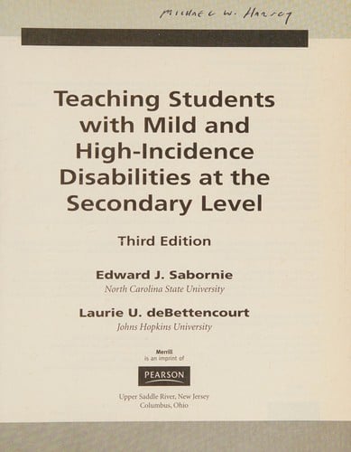Teaching Students with Mild and High Incidence Disabilities at the Secondary Level