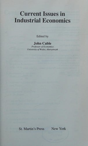 Current issues in industrial economics