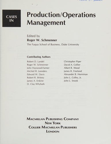 Cases in production/operations management