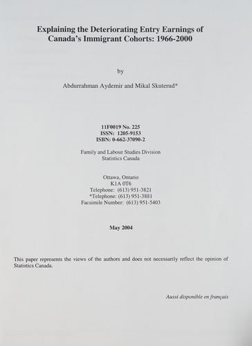 Explaining the deteriorating entry earnings of Canada's immigrant cohorts, 1966-2000