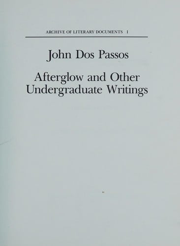 Afterglow and other undergraduate writings