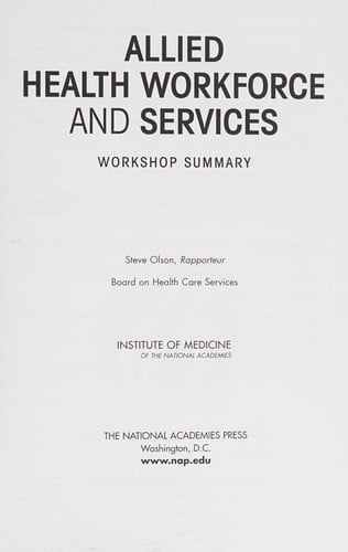 Allied health workforce and services