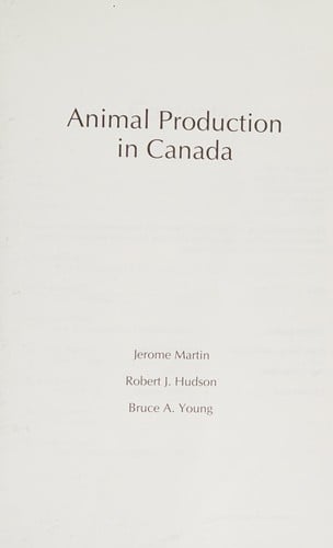 Animal production in Canada