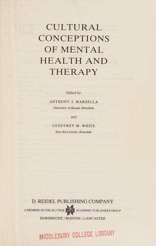 Cultural conceptions of mental health and therapy