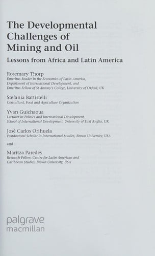 The developmental challenges of mining and oil