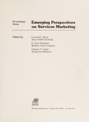 Emerging perspectives on services marketing