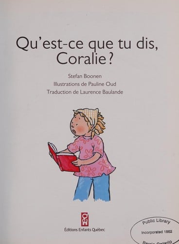 Qu'est-ce que tu dis, Coralie?