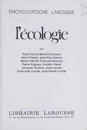 L'Écologie