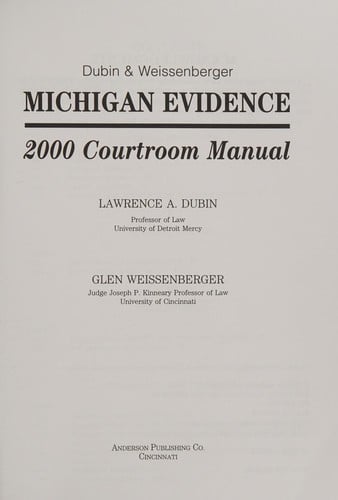Michigan Evidence Courtroom Manual