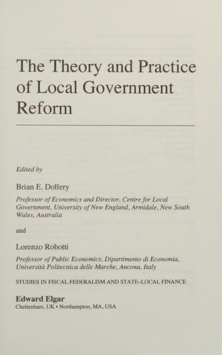 The theory and practice of local government reform