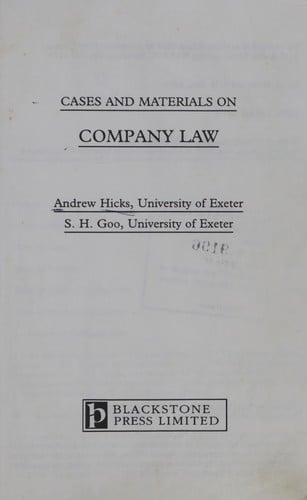 Cases and materials on company law