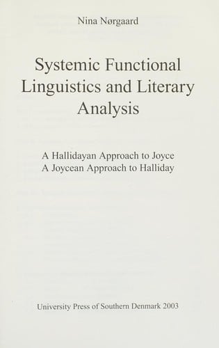Systemic functional linguistics and literary analysis
