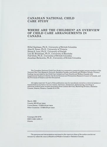 Canadian National Child Care Study