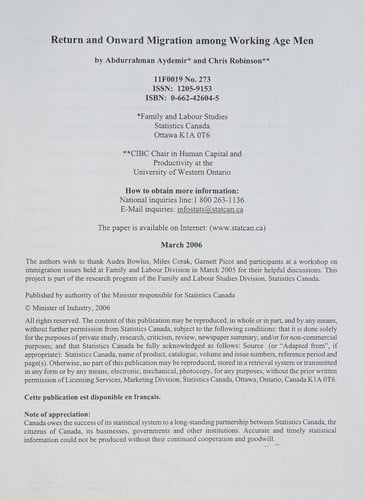 Return and onward migration among working age men