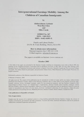 Intergenerational earnings mobility among the children of Canadian immigrants