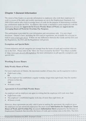 Employment Standards Act, 2000