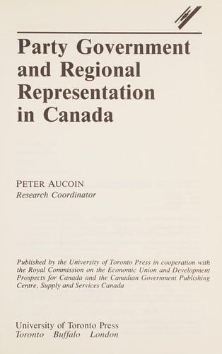 Party government and regional representation in Canada