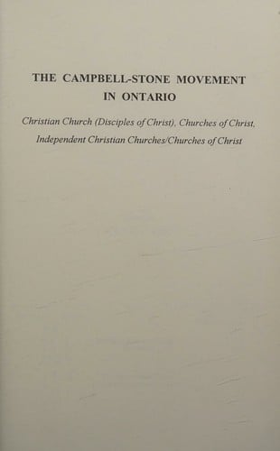 The Campbell-Stone movement in Ontario