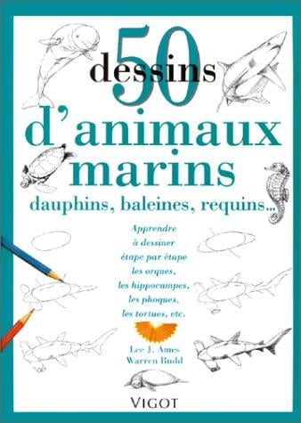 50 dessins d'animaux marins, dauphins, baleines, requins--