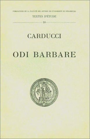 Odi barbare (Texte publié par A. Ricklin)