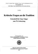 Kritische Fragen an die Tradition