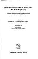 Deutsch-tschechoslowakische Rechtsfragen der Hochschulplanung