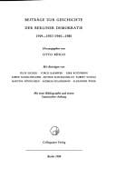 Beiträge zur Geschichte der Berliner Demokratie, 1919-1933/1945-1985