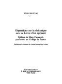 Digressions sur la rhétorique ; suivi de, Lettre d'un apprenti