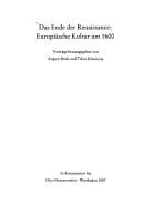 Das Ende der Renaissance: Europäische Kultur um 1600 : Vorträge (Wolfenbütteler Abhandlungen zur Renaissanceforschung) (German Edition)