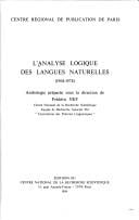 L'Analyse logique des langues naturelles