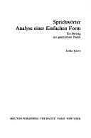 Sprichwörter, Analyse einer einfachen Form